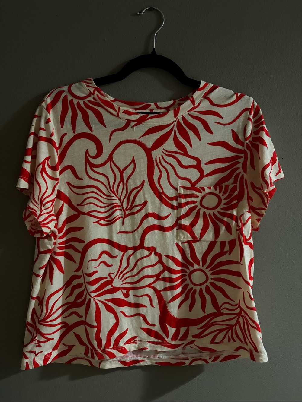Sanctuary The Perfect Tee Sunny Riviera Cotton Blend Red Abstract Print T-Shirt